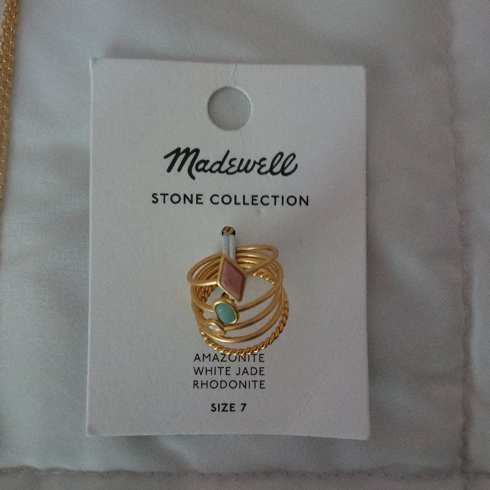 NWT Madewell Stone Collection ring & necklace set, ring sz 7 - Picture 2 of 8